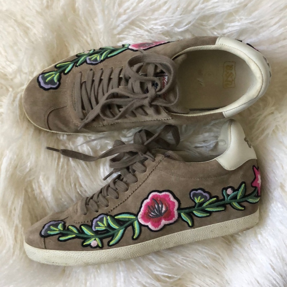 ASH Gull floral embroidered suede sneakers - Picture 4 of 13